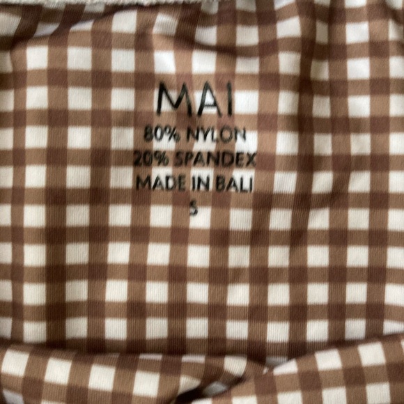 MAI Deluxe Everyday Shorts NWT Gingham Brown White Made in Bali - Picture 4 of 6